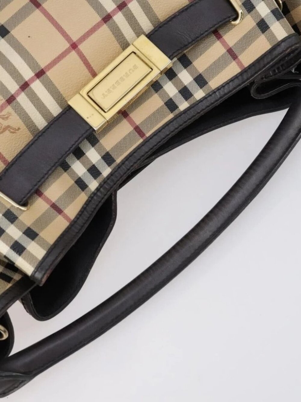 BURBERRY Nova Check Shoulder Bag PVC 2way Beige Gold - Picture 11 of 16